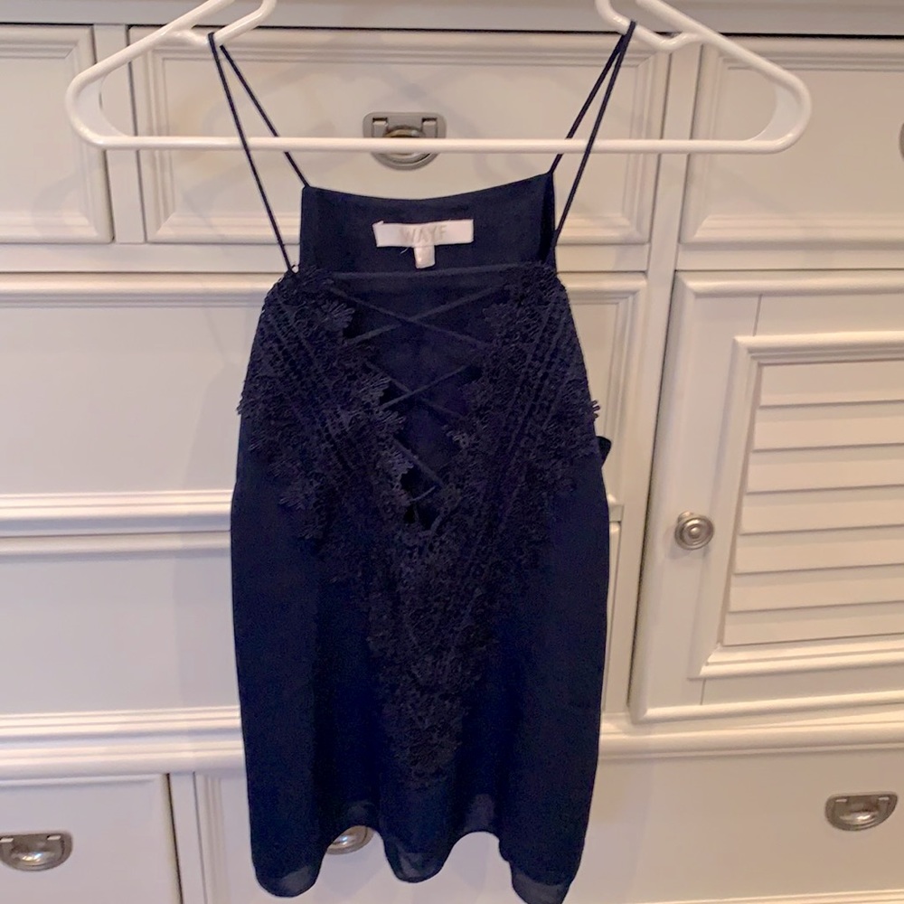 Deep V lace-up tank top